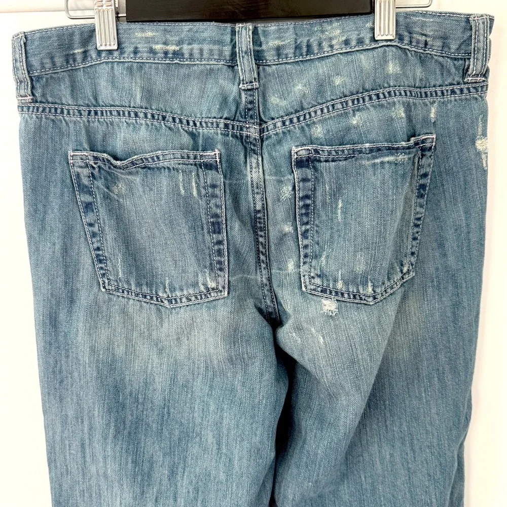 Gap Denim Jeans Boyfriend Pants Girls distressed Capri adjustable Waist 14 Plus